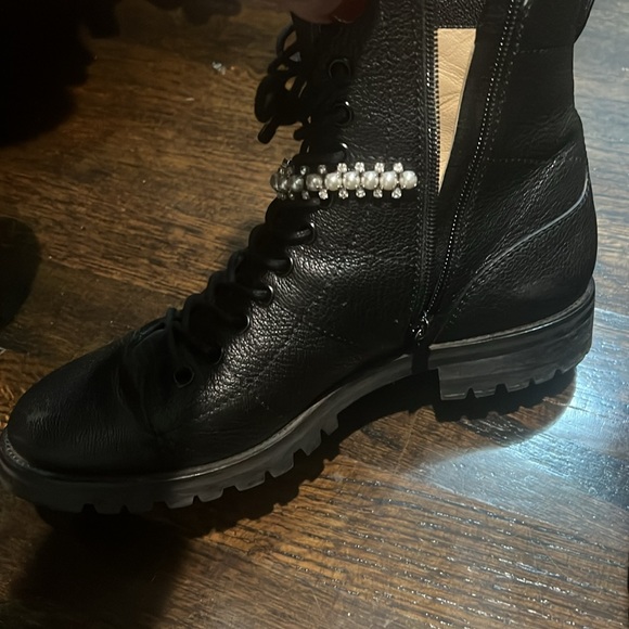 Authentic Jimmy Choo Cruz Flat Ankle boot Pearl & Crystal EU 38.5 US 38.5🍂🍁❄️ - Picture 2 of 5